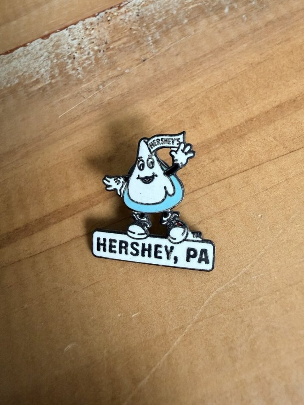 Hershey Kiss Waving Cartoon Mascot Pin